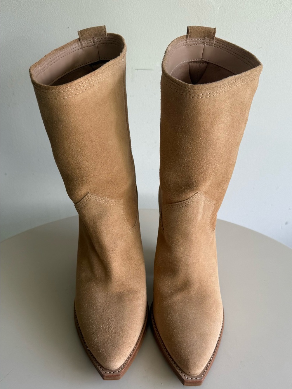 Kaanas Tan Suede Western Cowboy Boots